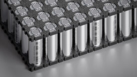 Lithium-ion batteries form a battery pack utilized in electric vehicles. 3d render