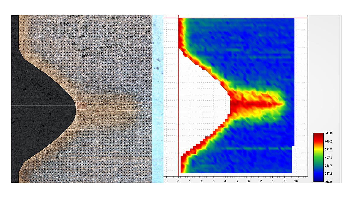 Various Hardness Levels Depicted by Color in Form of a Heat Map Using Fully Automatic EMCO-TEST DuraScan 70