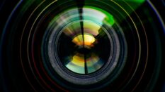 Close-up of camera lens on black background Close-up of camera lens on black background.